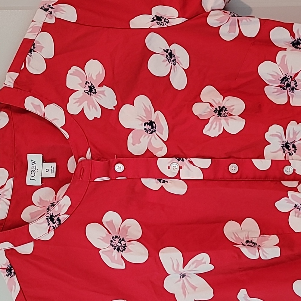 Jcrew red flower size 0 dress - Picture 4 of 8